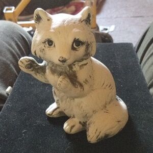 Charming White and Gray Ceramic Raccoon Figurine